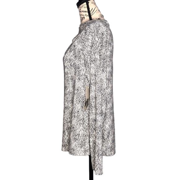 Worthington (L) Scribble Geometric Asymmetric Ruched Neck Long Sleeve Blouse - Picture 3 of 11